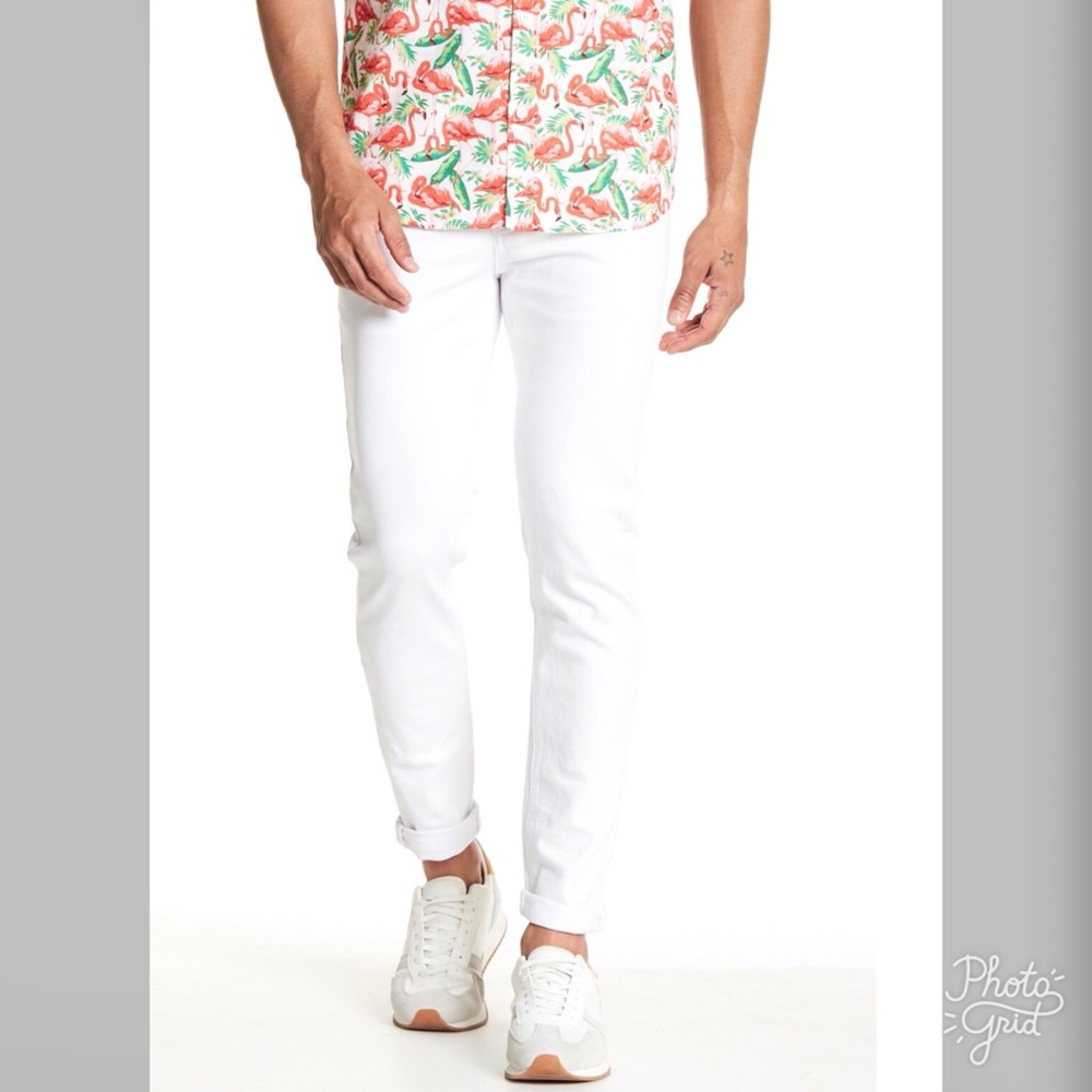 Sovereign Code Mens Slim Fit White Jeans- ChicEwe